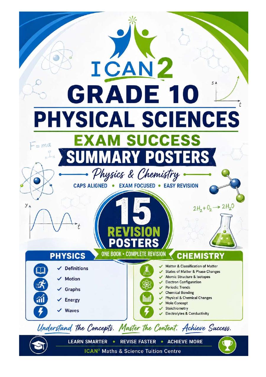 Grade 10 Physics Revision Posters cover