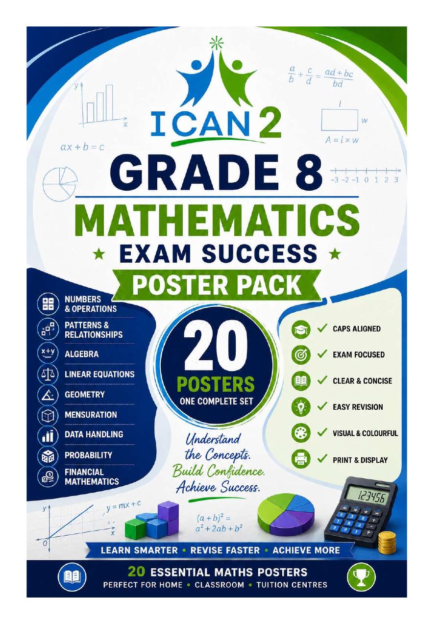 Grade 8 Maths Summary Posters cover
