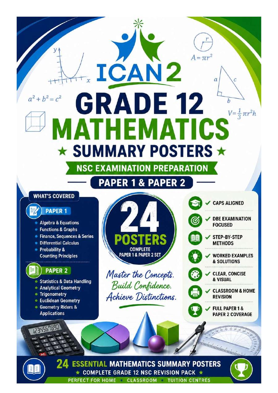 Grade 12 Maths Summary Posters cover