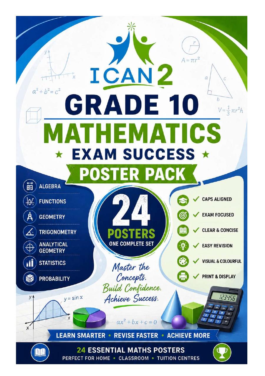 Grade 10 Maths Summary Posters cover