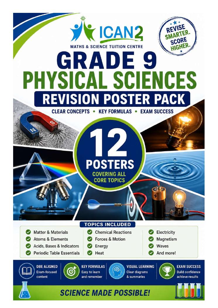 Grade 9 Physics Revision Posters cover