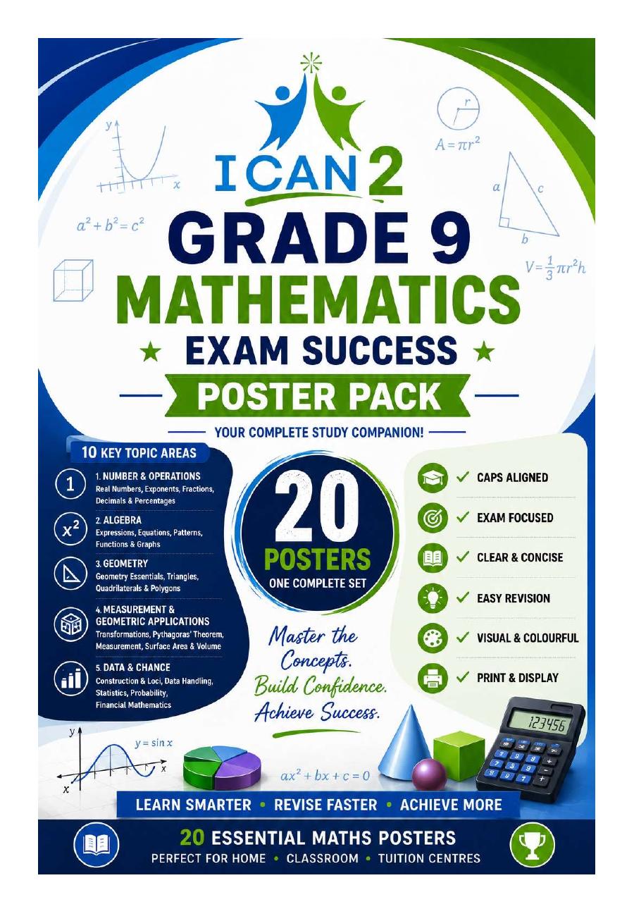 Grade 9 Maths Summary Posters cover
