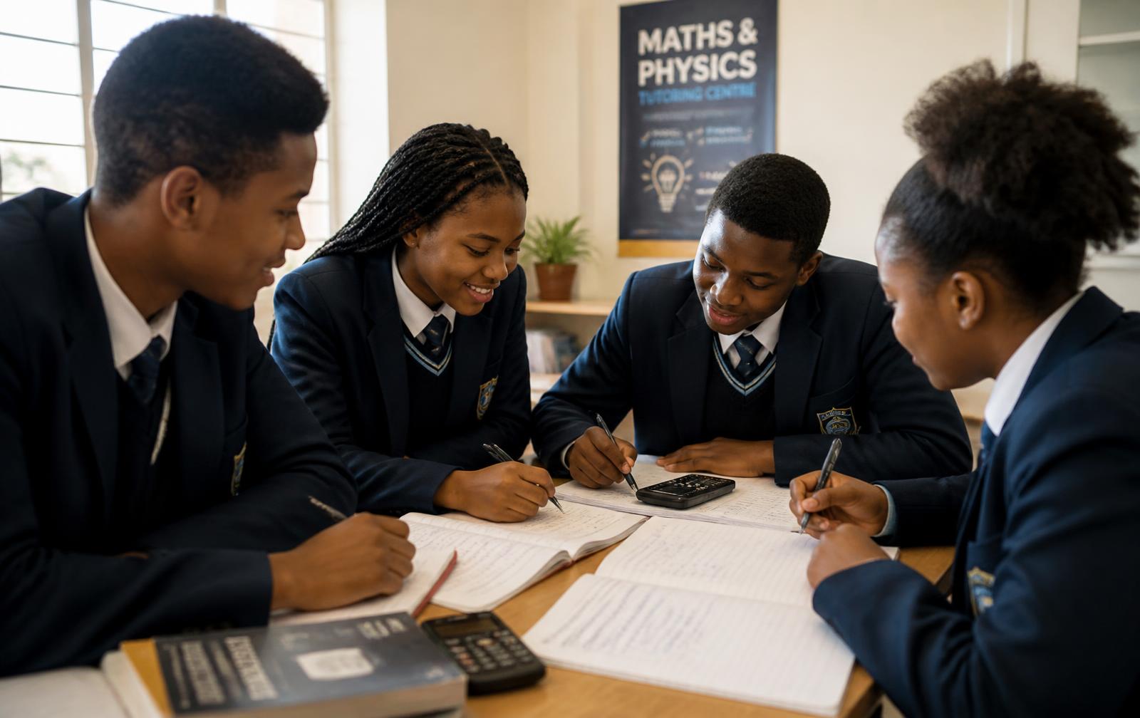 South African learners working through Maths problems at ICAN2